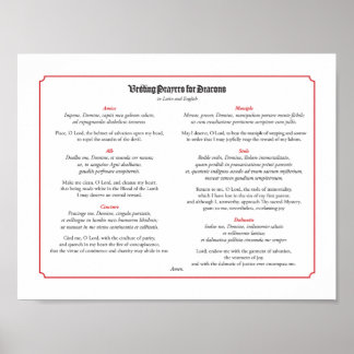 Deaconsの祈りの言葉をラテン語と英語で投票する ポスター