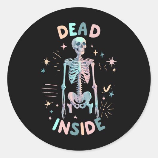 Dead おもしろい Inside Skeletonハロウィンカジュアルグラフ ラウンドシール (正面)