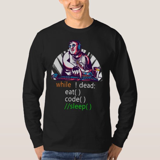 Dead 食べ Code Sleepプログラマー開発者Sof Tシャツ (正面)