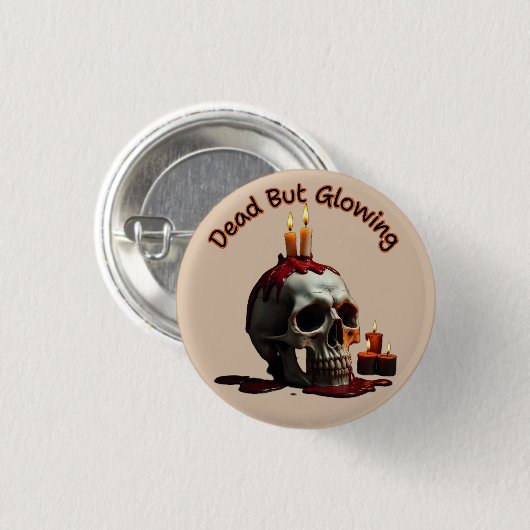 Dead But Glowing round button–Día de los Muertos 缶バッジ (正面&裏面)
