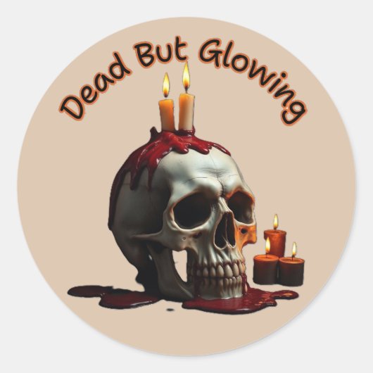 Dead But Glowing Round sticker–Día de los Muertos ラウンドシール (正面)