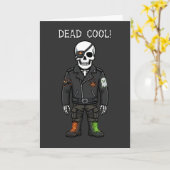 Dead Cool Skeleton Biker | ハロウィン カード (黄色い花)