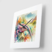 Dead Cow Lizard 310824AREF112 - Watercolor スクエア壁時計 (傾斜)