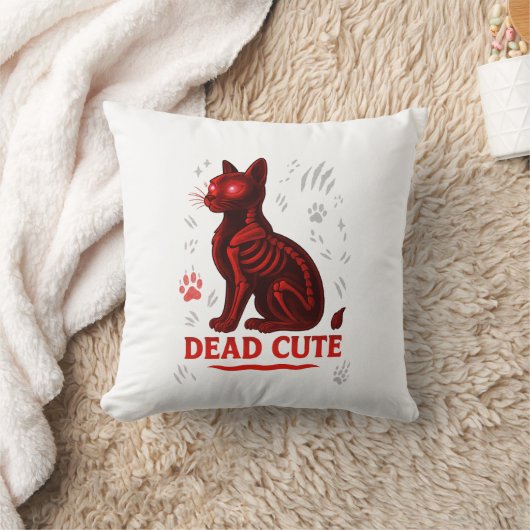 Dead Cute – Halloween Cat T-Shirt クッション (ブランケット)