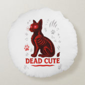 Dead Cute – Halloween Cat T-Shirt ラウンドクッション (裏面)