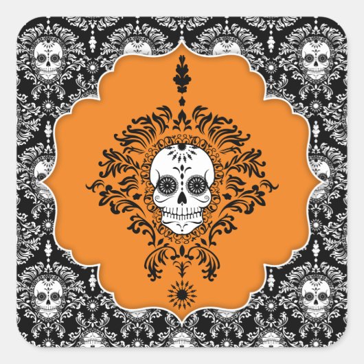 Dead Damask – 額付き砂糖スカル スクエアシール (正面)