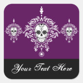 Dead Damask Trio – カスタムシュガー頭蓋骨シール スクエアシール (正面)