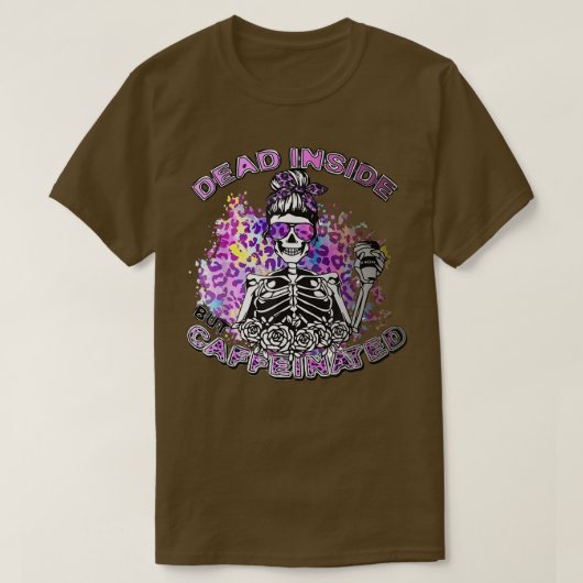 Dead Insideがカフェイン入りヒョウフローラSkeleto Tシャツ (デザイン正面)