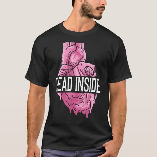 Dead Inside解剖学的ヒトハートEmo Broken Card Tシャツ (正面)