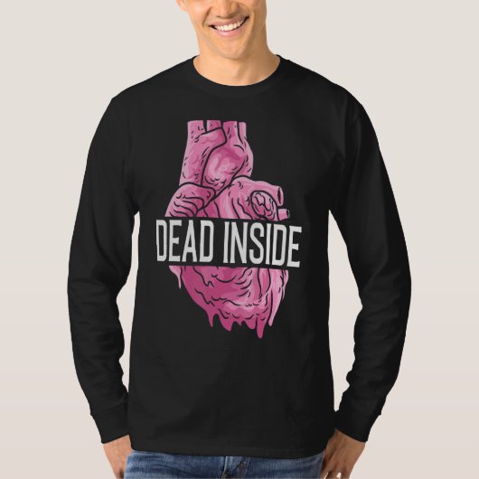 Dead Inside解剖学的ヒトハートEmo Broken Card Tシャツ (正面)