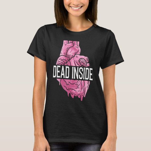Dead Inside解剖学的ヒトハートEmo Broken Card Tシャツ (正面)