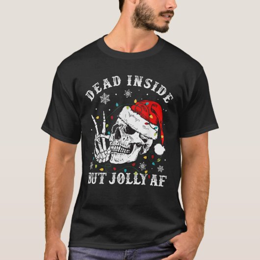 Dead Inside But AFスケルトンすてきサンタクリスマス Tシャツ (正面)
