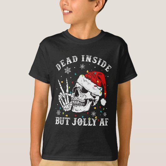 Dead Inside But AFスケルトンすてきサンタクリスマス Tシャツ (正面)