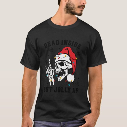 Dead Inside But AFスケルトンすてきサンタクリスマス Tシャツ (正面)