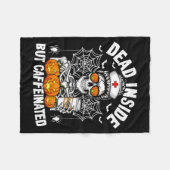 Dead Inside But Caffeinated Funny Nurse Halloween  フリースブランケット (正面(横))