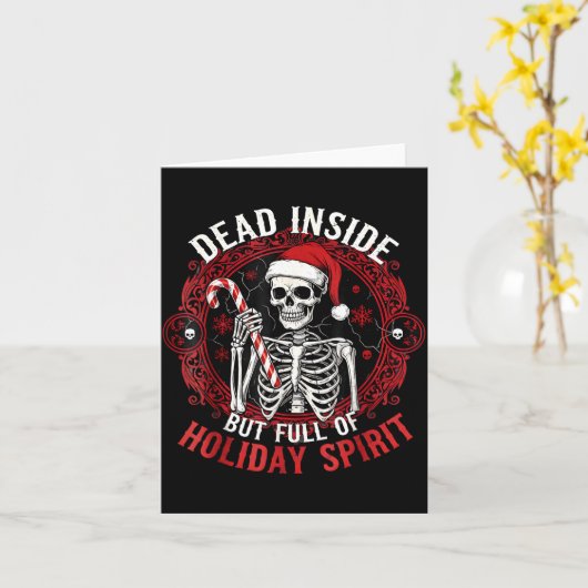Dead Inside But Full Of Holiday Srit – Funny Skele カード (黄色い花)
