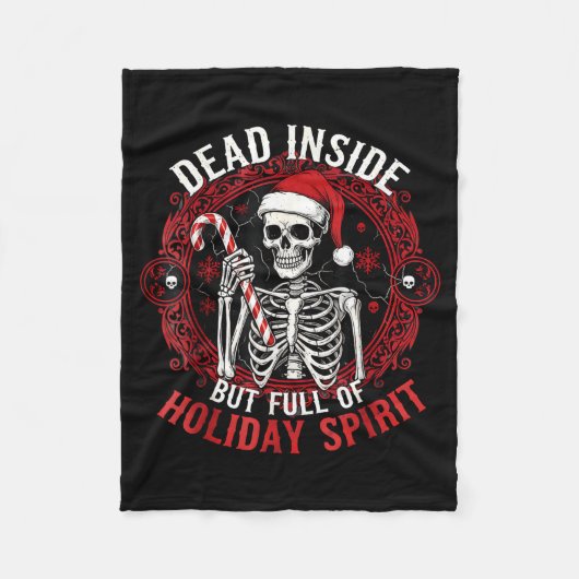 Dead Inside But Full Of Holiday Srit – Funny Skele フリースブランケット (正面)