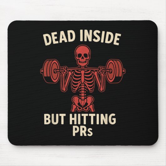 Dead Inside But Hitting Prs – Funny Skeleton Gym L マウスパッド (正面)