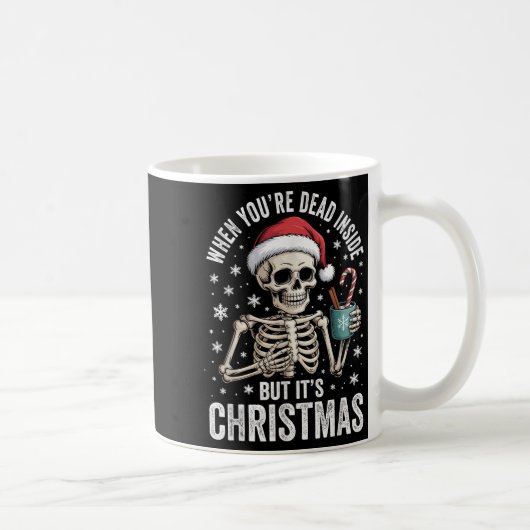 Dead Inside But It's Christmas Skeleton Coffee San コーヒーマグカップ (右)