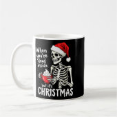 Dead Inside But Its Christmas Skeleton Coffee Xmas コーヒーマグカップ (左)