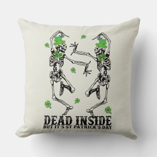 Dead Inside But It's St Patrick's Day – スケルトン クッション (正面)