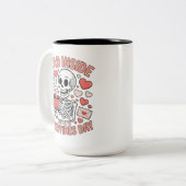 Dead Inside But It's Valentines Day Funny Skeleton ツートーンマグカップ (正面左)