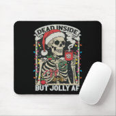 Dead Inside But Jolly Af Funny Skeleton Lights Chr マウスパッド (マウス)