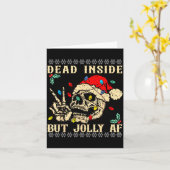 Dead Inside But Jolly Af Funny Skeleton Santa Hat  カード (黄色い花)