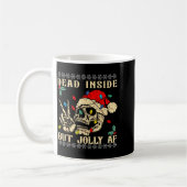 Dead Inside But Jolly Af Funny Skeleton Santa Hat コーヒーマグカップ (左)
