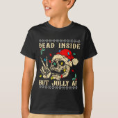 Dead Inside But Jolly Af Funny Skeleton Santa Hat  Tシャツ (正面)