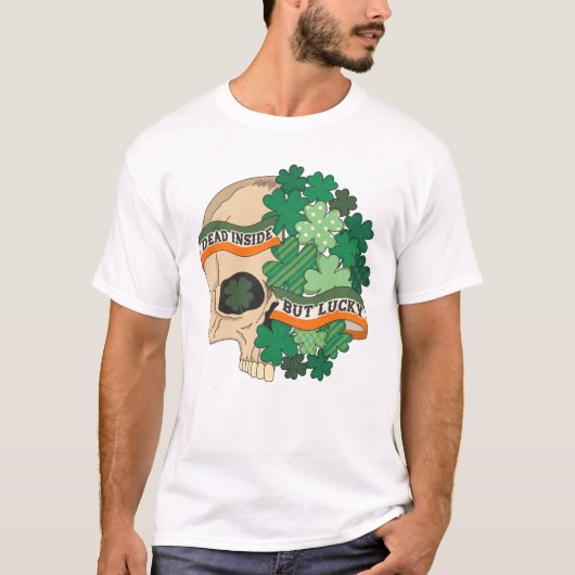 Dead Inside But Lucky – 砂糖スカルとクローバー Tシャツ (正面)