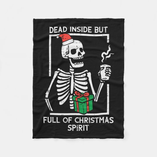 Dead Inside Full Christmas Spirit Skeletonクリスマスwo フリースブランケット (正面)