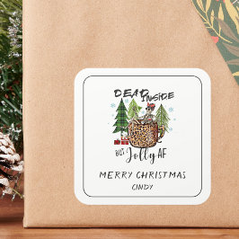 Dead Inside Jolly AF Christmas Funny Quote スクエアシール