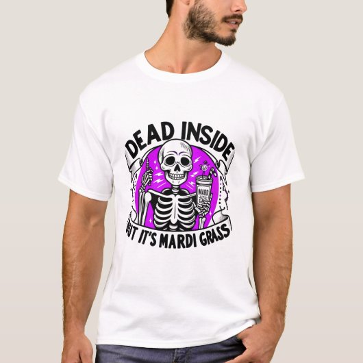 "Dead Inside" Mardi Gras -カーニバルスケルトン Tシャツ (正面)
