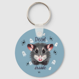 Dead Inside Opossum Keychain Spooky Ghost & Skull キーホルダー