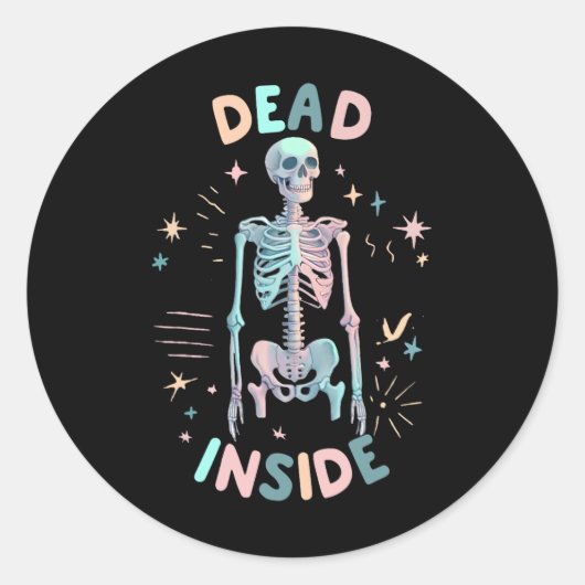 Dead Inside Skeleton カジュアル Halloween Graphic Home ラウンドシール (正面)