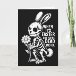 Dead Inside Skeleton Bunny Funny Easter Card カード