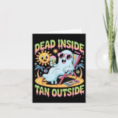 Dead Inside Tan Outside Funny Ghost Summerween  カード (正面)