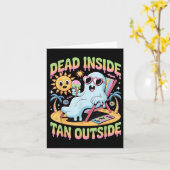 Dead Inside Tan Outside Funny Ghost Summerween  カード (黄色い花)