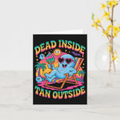 Dead Inside Tan Outside Funny Ghost Summerween  カード (黄色い花)
