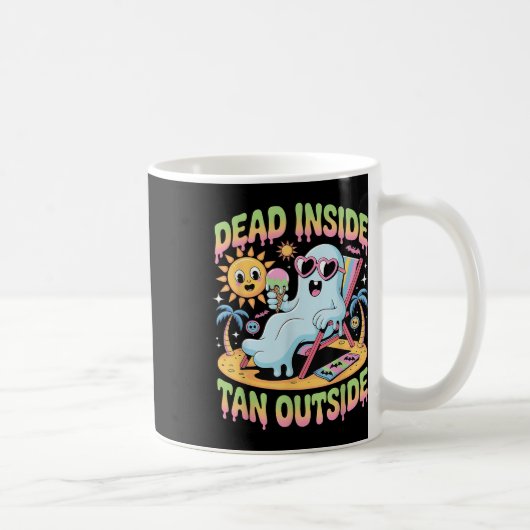Dead Inside Tan Outside Funny Ghost Summerween _1  コーヒーマグカップ (右)