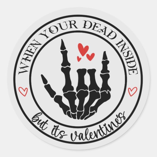 Dead Inside Valentine Skeletonステッカー ラウンドシール (正面)