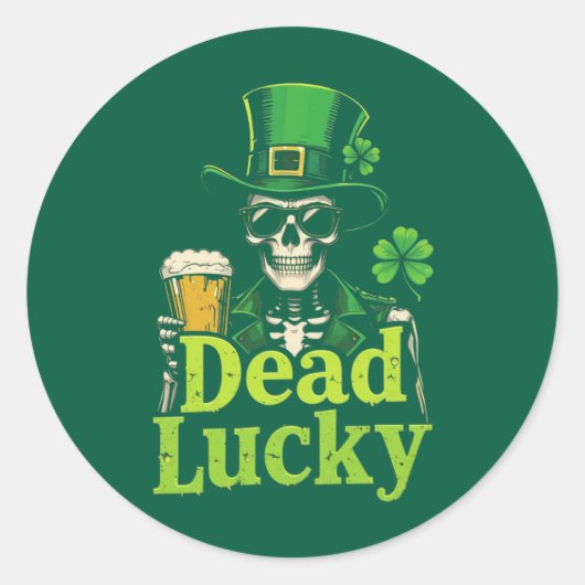 Dead Lucky - Irish Skeleton St. Patrick's Day ラウンドシール (正面)