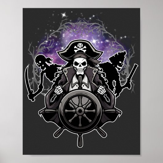 Dead Pirates Halloween Skeleton Pirate Graphic ポスター (正面)