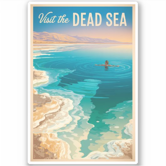 Dead Sea Illustration Travel Art Vintage シール (正面)