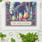 Dead Serious Cocktails Tarot Bartender Skeleton キッチンタオル (折り畳み)
