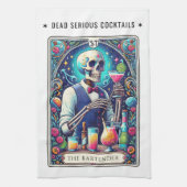 Dead Serious Cocktails Tarot Bartender Skeleton キッチンタオル (縦)