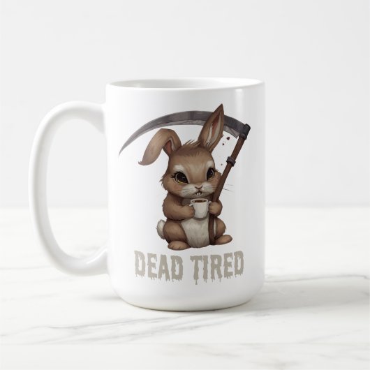 Dead Tired Cute Bunny Grim Reaper Coffee コーヒーマグカップ (左)
