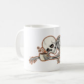 Dead Tired Skeleton Funny Halloween Coffee Mug コーヒーマグカップ (正面左)