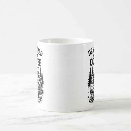 Dead Tired Without Coffee Skeleton Design コーヒーマグカップ (中央)
